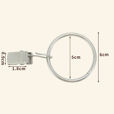 Curtain Rings with Clips for Hanging Shower Curtain 10 Pcs Fog Silver