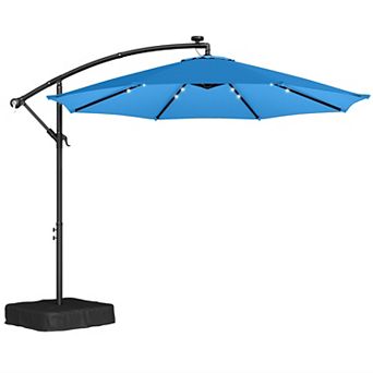 Outsunny 10 ft Offset Cantilever Patio Umbrella w/ Light, Weight,