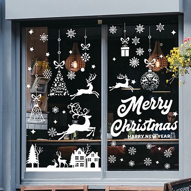 Christmas Pattern Christmas Decor for Windows and Home White 1 Set