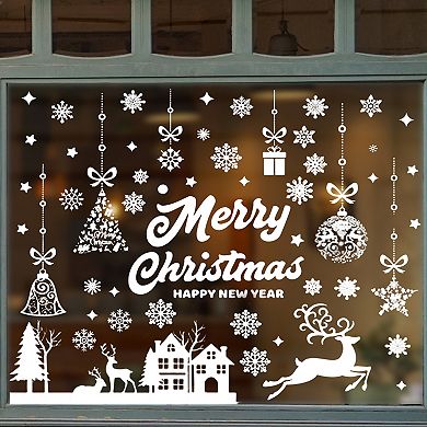 Christmas Pattern Christmas Decor for Windows and Home White 1 Set