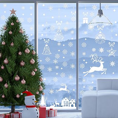 Christmas Pattern Christmas Decor for Windows and Home White 1 Set