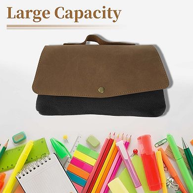 Two-Tier Hand Carry Style Pencil Pouch for Office Supplies 1 Pc