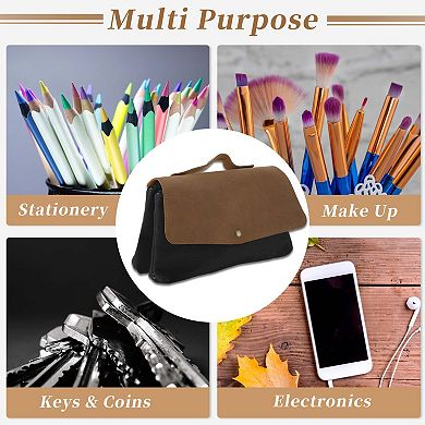 Two-Tier Hand Carry Style Pencil Pouch for Office Supplies 1 Pc