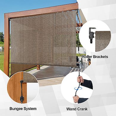 Aoodor Patio Roller Shade HDPE Fabric Outdoor Roll Up Shade with UV Protection