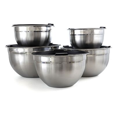 Megachef Pro 5 Piece Multipurpose Stackable Mixing Bowl Set with Lids