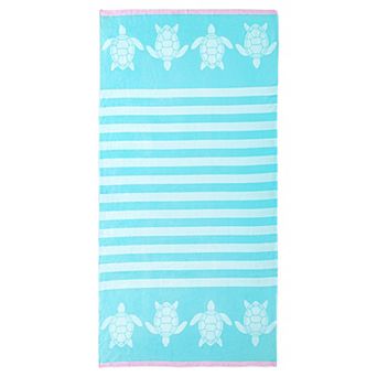 1 Pack Stripe Animals Beach Towel, Quick Dry, Sand Free Marine Life Prints Towel for Beach 55" x 28"