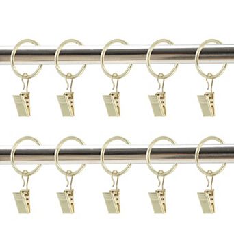 Curtain Rings with Clips for Hanging Curtains and Shower Curtain 10 pc 1.3"
