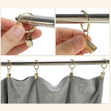 Curtain Rings with Clips for Hanging Curtains and Shower Curtain 10 Pcs 1.3"