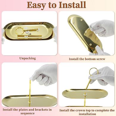 2 Tier Dessert Cupcake Stand Ring-Design Oval Shape for Donuts Fruit 1 Set