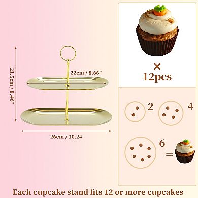 2 Tier Dessert Cupcake Stand Ring-Design Oval Shape for Donuts Fruit 1 Set