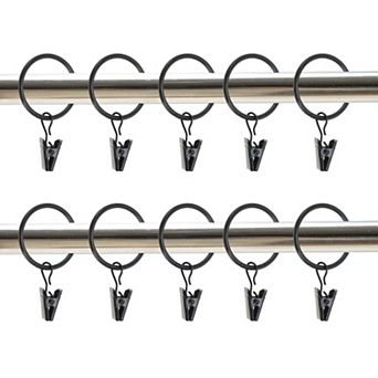 Curtain Rings with Clips for Hanging Curtains and Shower Curtain 10 pc 1.54"