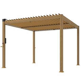 Outsunny 10' x 10' Outdoor Louvered Pergola with Solar lights,