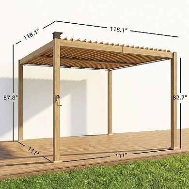 Outsunny 10' x 10' Outdoor Louvered Pergola with Solar lights,