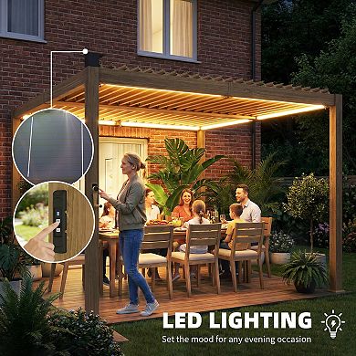 Outsunny 10' x 10' Outdoor Louvered Pergola with Solar lights,