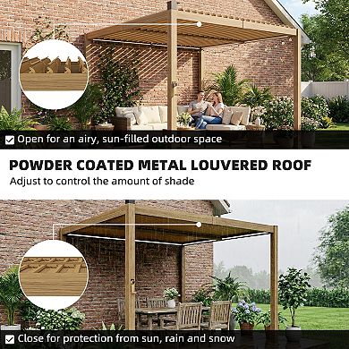Outsunny 10' x 10' Outdoor Louvered Pergola with Solar lights,