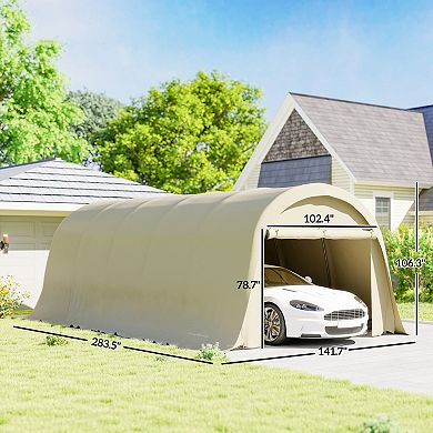 Outsunny 12'x23.6' Heavy Duty Carport, UPF50+ Portable Garage,