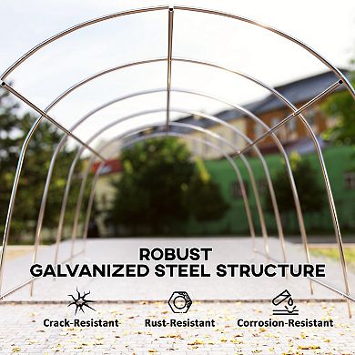 Outsunny 12'x23.6' Heavy Duty Carport, UPF50+ Portable Garage,