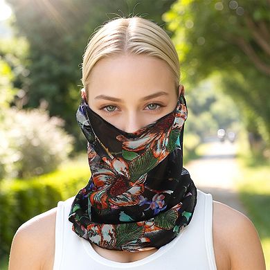 Stylish Flower Leaf Earloop Neck Gaiter for Outdoor Activities 1 Pc