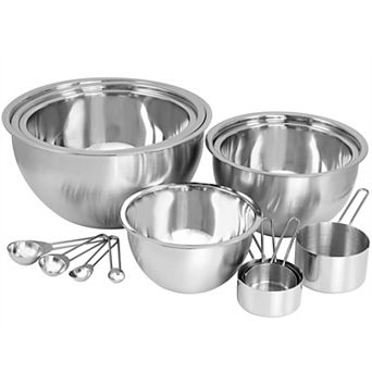 Megachef Pro 14 pc Stainless Steel Measuring Cup and Spoon Set with Mixing Bowls