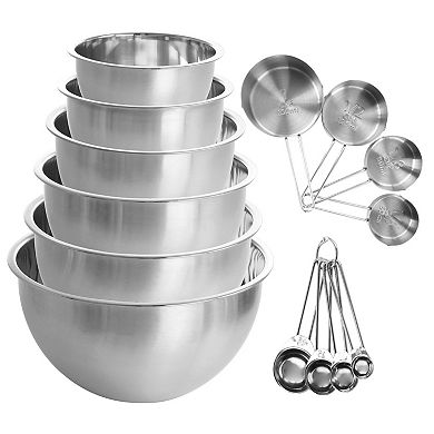 Megachef Pro 14 Piece Stainless Steel Measuring Cup and Spoon Set with Mixing Bowls