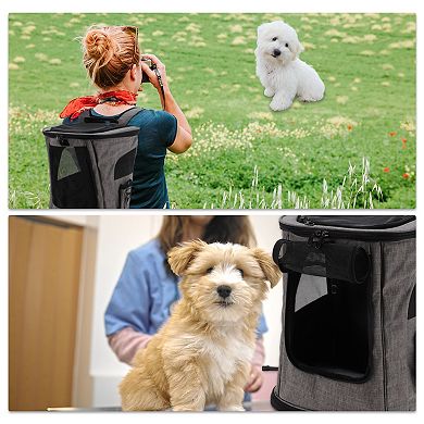 1Pc Pet Carrier Backpack with Sturdy Steel Frame for Cats and Small Dogs