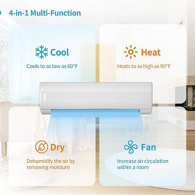 12,000 BTU Ductless Mini Split Air Conditioner with Heater