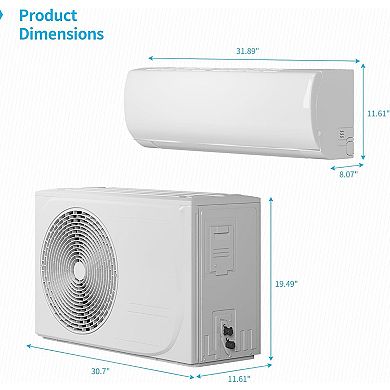 12,000 BTU Ductless Mini Split Air Conditioner with Heater