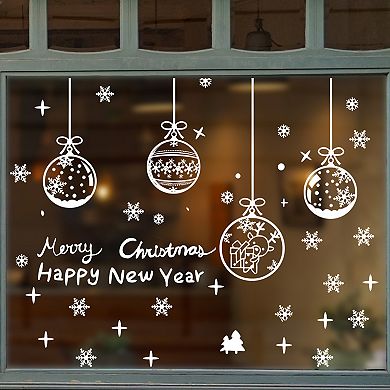 Christmas Ball Ornament & Snowflake Christmas Decor for Windows White 1 Set