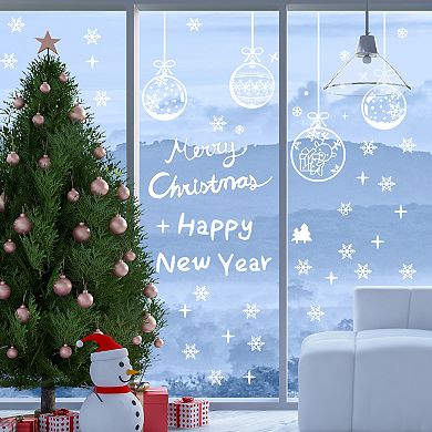 Christmas Ball Ornament & Snowflake Christmas Decor for Windows White 1 Set