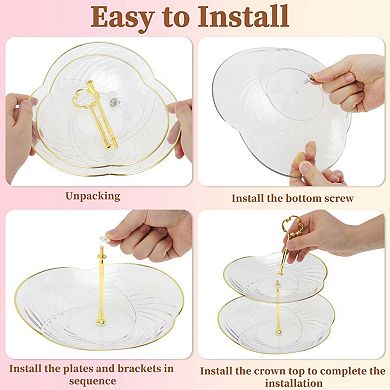 2 Tier Three Petals Design Cup Cake Holder Tower for Donut Fruits 1 Set