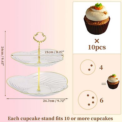2 Tier Three Petals Design Cup Cake Holder Tower for Donut Fruits 1 Set
