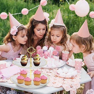 2 Tier Three Petals Design Cup Cake Holder Tower for Donut Fruits 1 Set