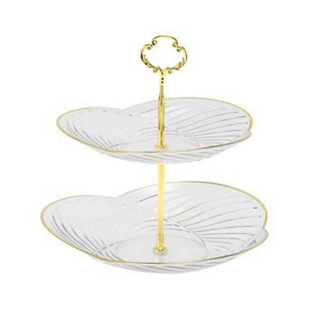 2 tier Three Petals Design Cup Cake Holder Tower for Donut Fruits 1 Set