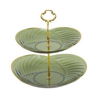 2 tier Three Petals Design Cup Cake Holder Tower for Donut Fruits 1 Set