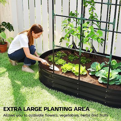 Outsunny 5x3x6ft Galvanised Raised Garden Bed with Arch Trellis