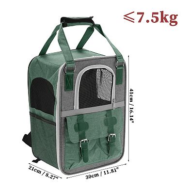 1Pc Pet Carrier Portable Backpack for Cats and Small Dogs 11.81"x8.27"x16.14" Green