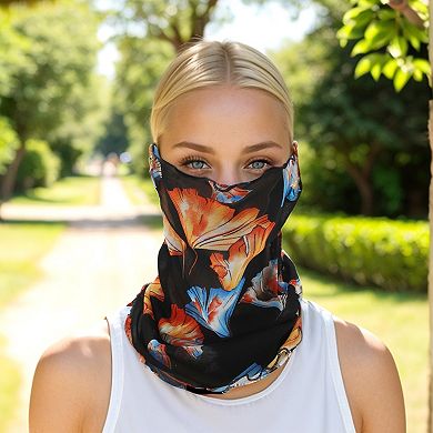 Stylish Flower Leaf Earloop Neck Gaiter for Outdoor Activities 1 Pc