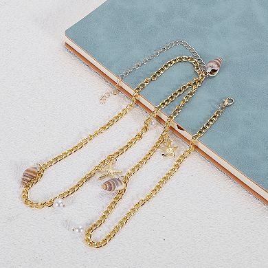 Bohemian Beach Shell Adjustable Waist Belt Gold Tone 1 Pc