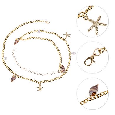 Bohemian Beach Shell Adjustable Waist Belt Gold Tone 1 Pc