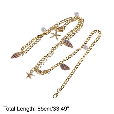 Bohemian Beach Shell Adjustable Waist Belt Gold Tone 1 Pc