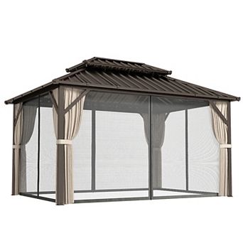 Outsunny 10' x 14' Hardtop Gazebo with UPF50+ Double Galvanized Steel Roof