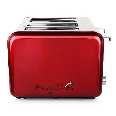 Megachef Pro 4 Slice Toaster in Stainless Steel Red