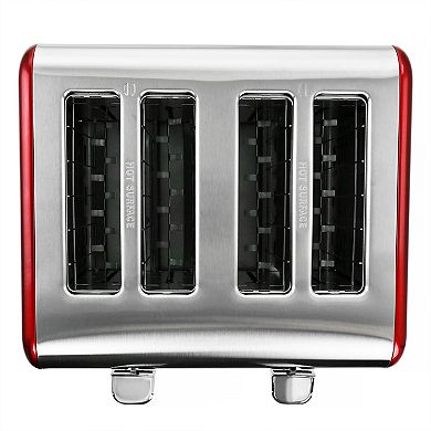 Megachef Pro 4 Slice Toaster in Stainless Steel Red