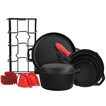 Megachef Pro 12 pc Round PreSeasoned Cast Iron Cookware Set