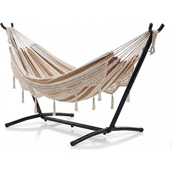 Double Hammock with Stand, 450LBS Capacity, 2 Person Large Hammock, Indoor and Outdoor Hammock