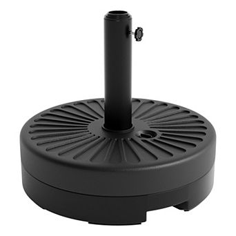 Round Patio Umbrella Base, 20" Stand Fillable Umbrella Stand w/Adjustable Steel Pole Adapters