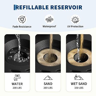 Round Patio Umbrella Base, 20" Stand Fillable Umbrella Stand w/Adjustable Steel Pole Adapters