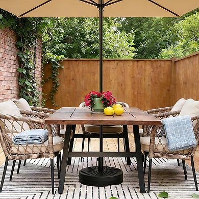 Round Patio Umbrella Base, 20" Stand Fillable Umbrella Stand w/Adjustable Steel Pole Adapters