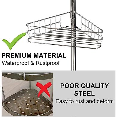 Adjustable Shower Caddy Corner for Bathroom,4-Tier Rustproof Bathroom Organizer Shelves