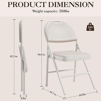 Folding Chairs Set of 4 with Padded Seat and Back